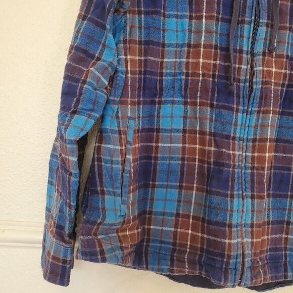 L.L.Bean Women's M Scotch Plaid Flannel Shirt Full Zip Hoodie Warm Relaxed Fit - Picture 5 of 15